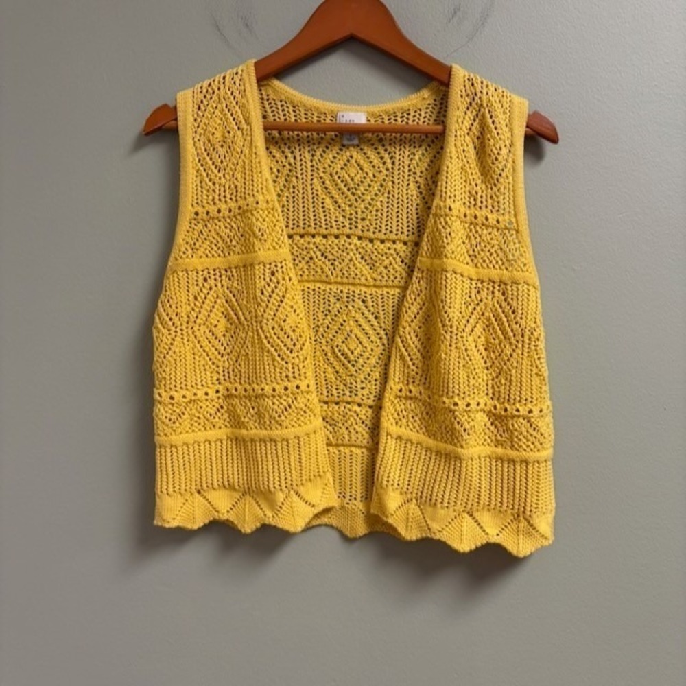 Womens Crochet Open Knit Vest Top Size L Festival Hippie Cottagecore Boho